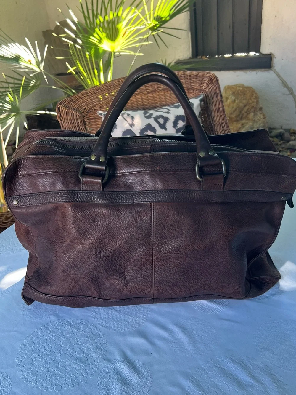 Vintage Ted Baker Dark Brown Leather Duffel Bag